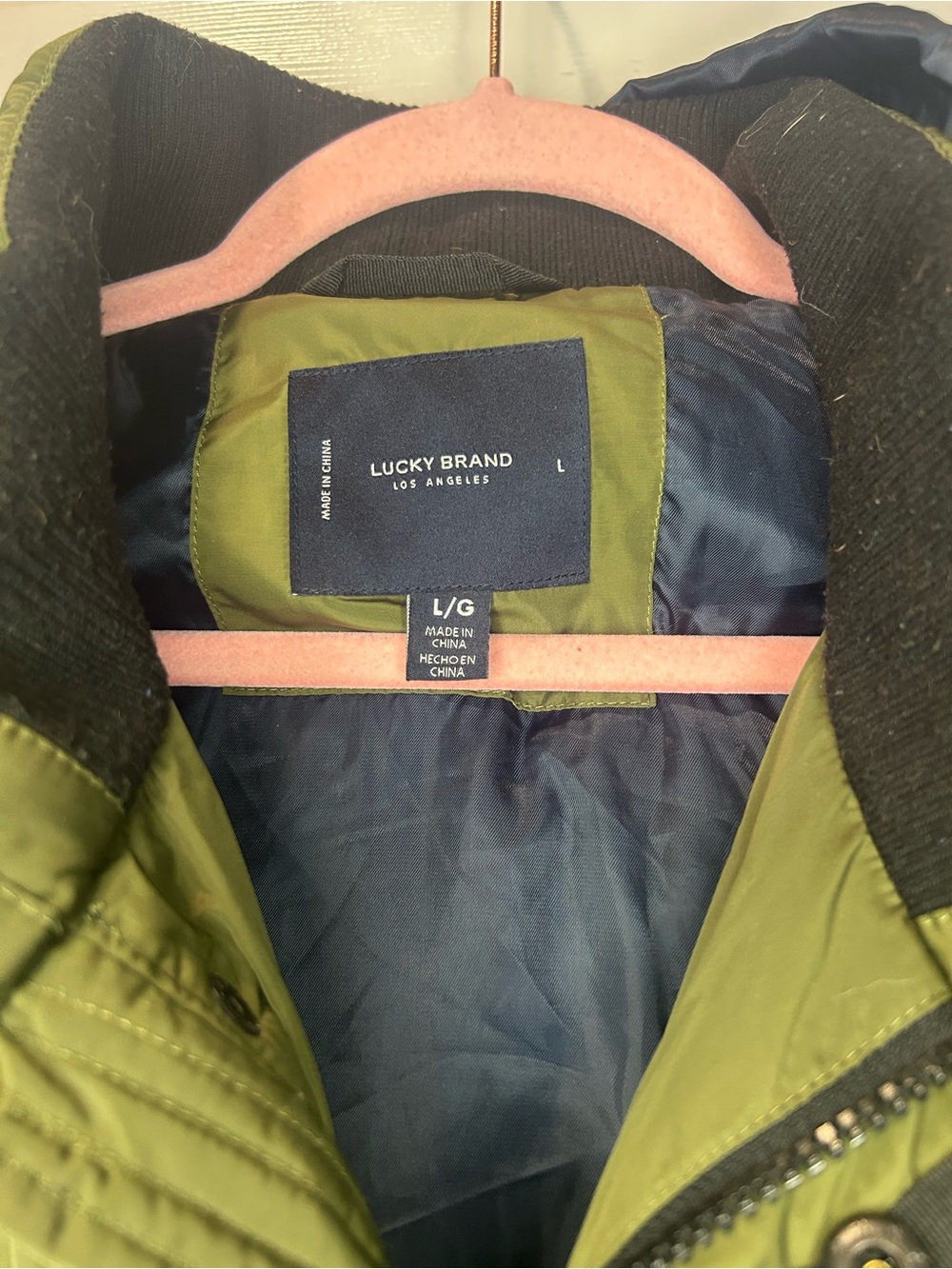 Lucky Brand Olive Green Puffer Jacket Men’s Hooded Quilted Winter Coat Size L - Picture 5 of 6